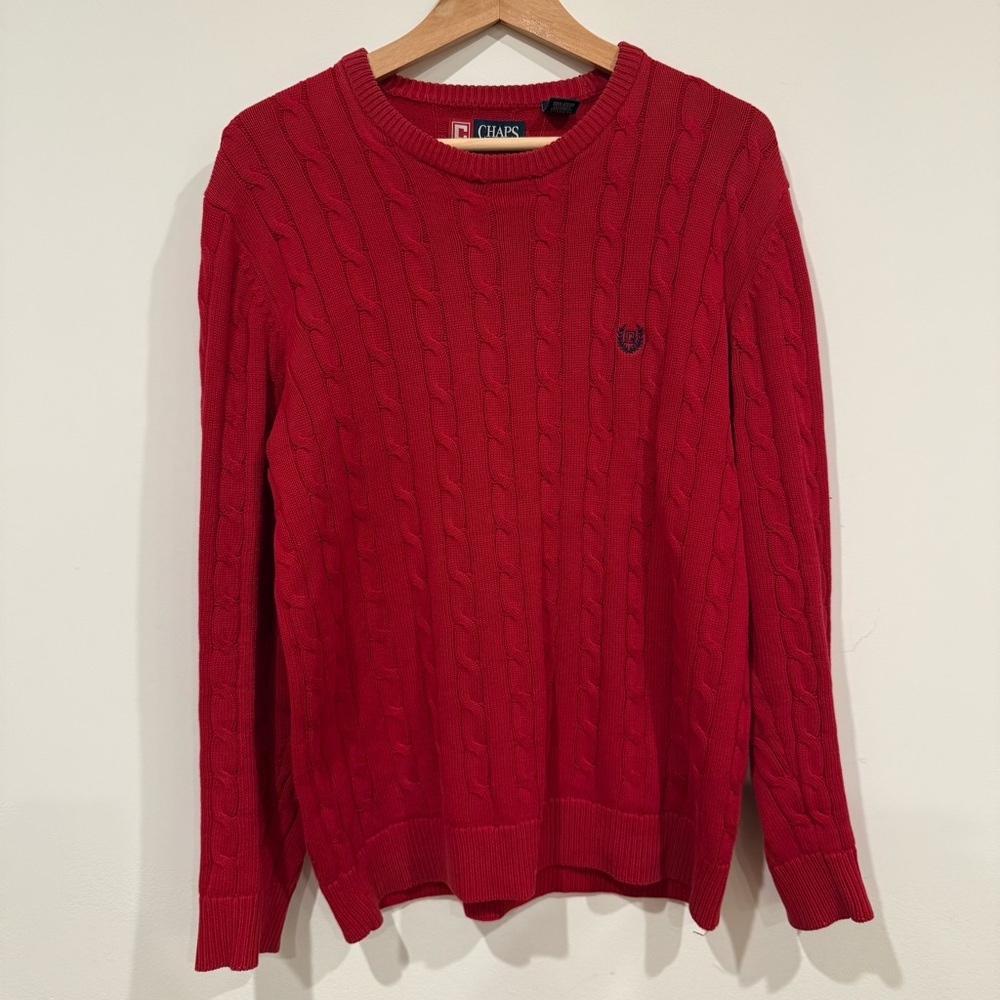 Vintage Ralph Lauren Chaps Dark Red Cable Knit Sweater